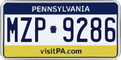 PA license plate MZP9286