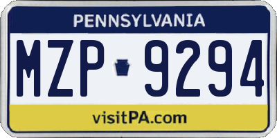 PA license plate MZP9294