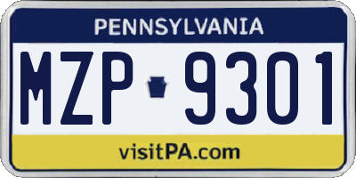 PA license plate MZP9301