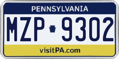 PA license plate MZP9302