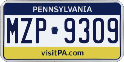 PA license plate MZP9309