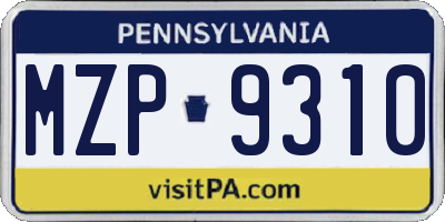 PA license plate MZP9310