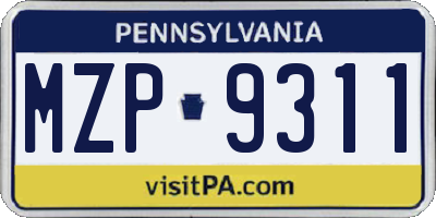 PA license plate MZP9311