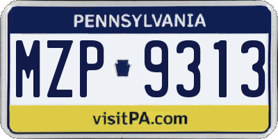 PA license plate MZP9313