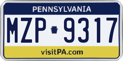PA license plate MZP9317