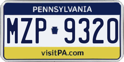 PA license plate MZP9320