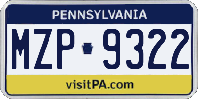 PA license plate MZP9322