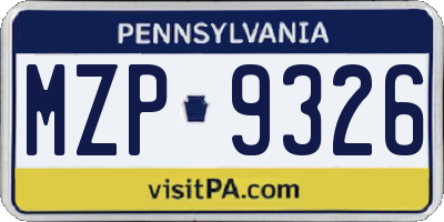PA license plate MZP9326