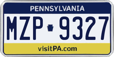 PA license plate MZP9327