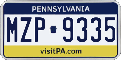 PA license plate MZP9335