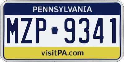 PA license plate MZP9341