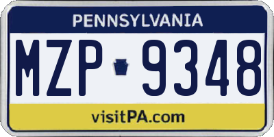 PA license plate MZP9348