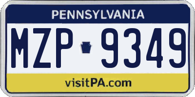 PA license plate MZP9349