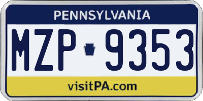 PA license plate MZP9353