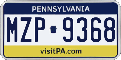 PA license plate MZP9368