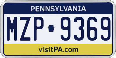 PA license plate MZP9369