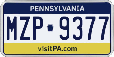 PA license plate MZP9377