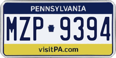 PA license plate MZP9394