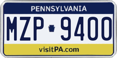 PA license plate MZP9400