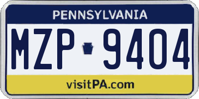 PA license plate MZP9404