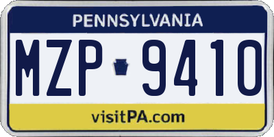 PA license plate MZP9410