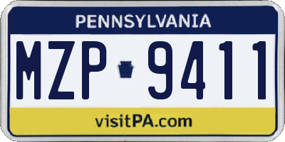 PA license plate MZP9411