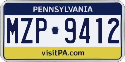 PA license plate MZP9412
