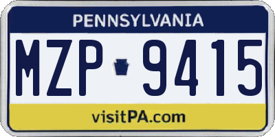 PA license plate MZP9415