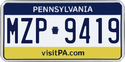 PA license plate MZP9419