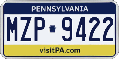 PA license plate MZP9422