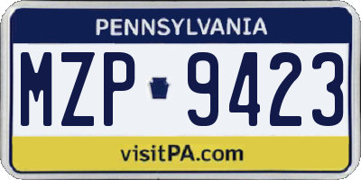 PA license plate MZP9423