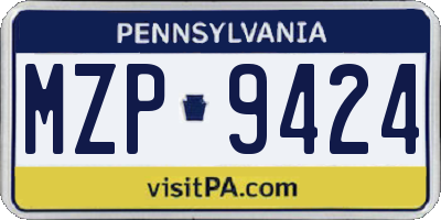 PA license plate MZP9424