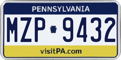 PA license plate MZP9432