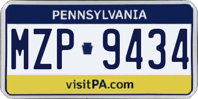 PA license plate MZP9434