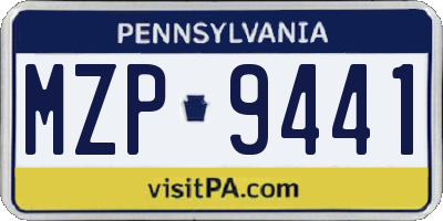 PA license plate MZP9441