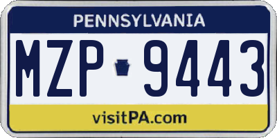 PA license plate MZP9443