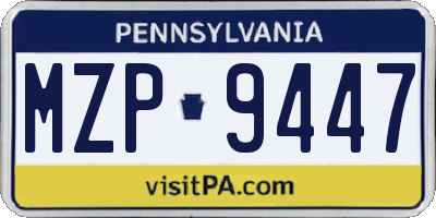 PA license plate MZP9447