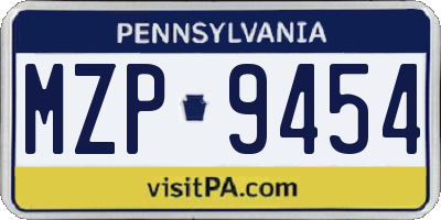 PA license plate MZP9454