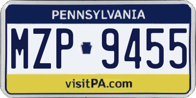 PA license plate MZP9455