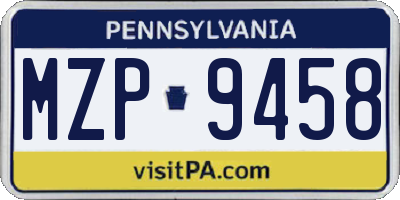 PA license plate MZP9458