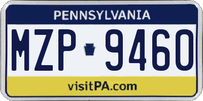 PA license plate MZP9460