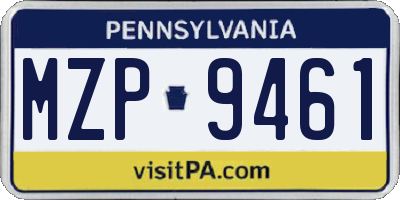 PA license plate MZP9461