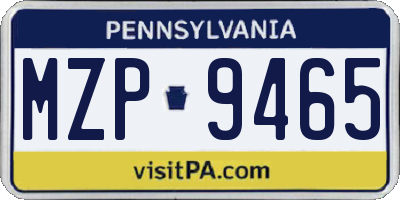 PA license plate MZP9465