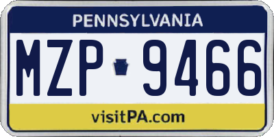 PA license plate MZP9466