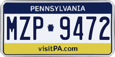 PA license plate MZP9472