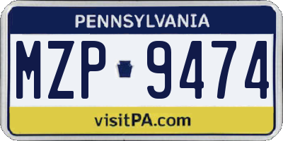 PA license plate MZP9474