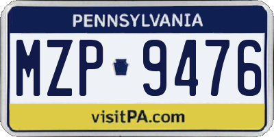 PA license plate MZP9476