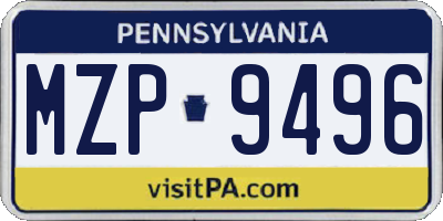 PA license plate MZP9496