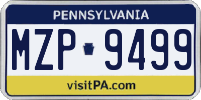 PA license plate MZP9499