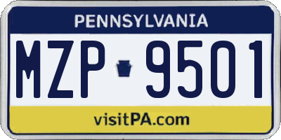 PA license plate MZP9501